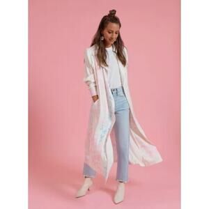 Something Navy S white Arielle Charnas Duster Trench Coat